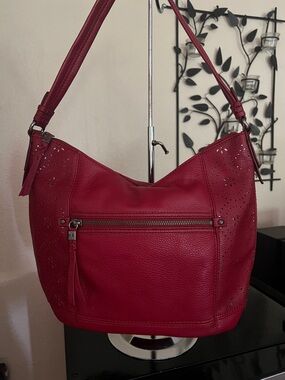 The Sak Red Perforated Leather Shoulder Bag